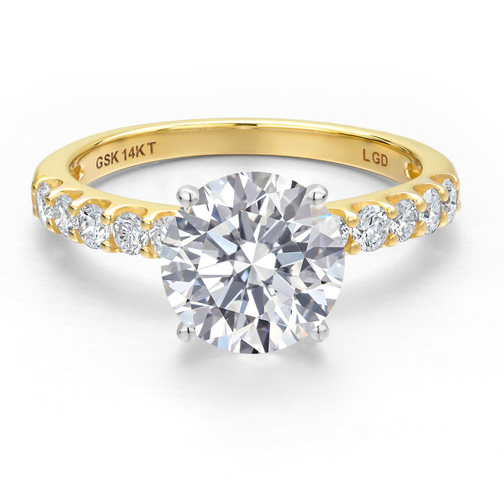 1.90 Cttw IGI Certified Lab Grown Diamond Two Tone 14K Yellow and White Gold Engagement Ring for Women | 1.50 Ct Round Center | F-G Color | VS1 Clarity | Available in Size 5, 6, 7, 8, 9