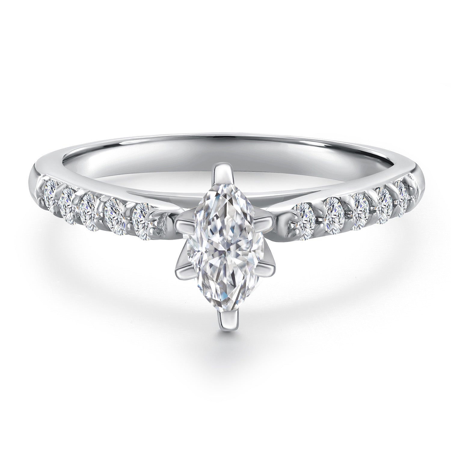 10K White Gold Lab Grown Diamond Engagement Ring For Women | 0.53 Cttw | Marquise 7X4MM | Gemstone April Birthstone | Available in Size 5,6,7,8,9