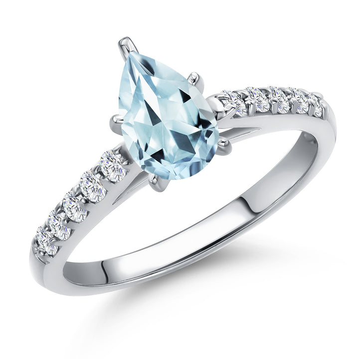 Aquamarine - March_9_Ring in 10K White Gold