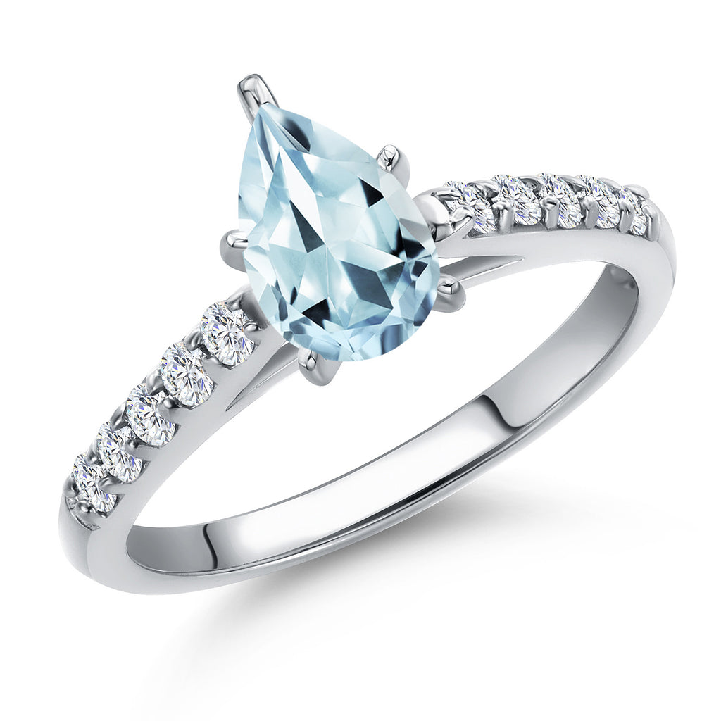 Aquamarine - March_7_Ring in 10K White Gold