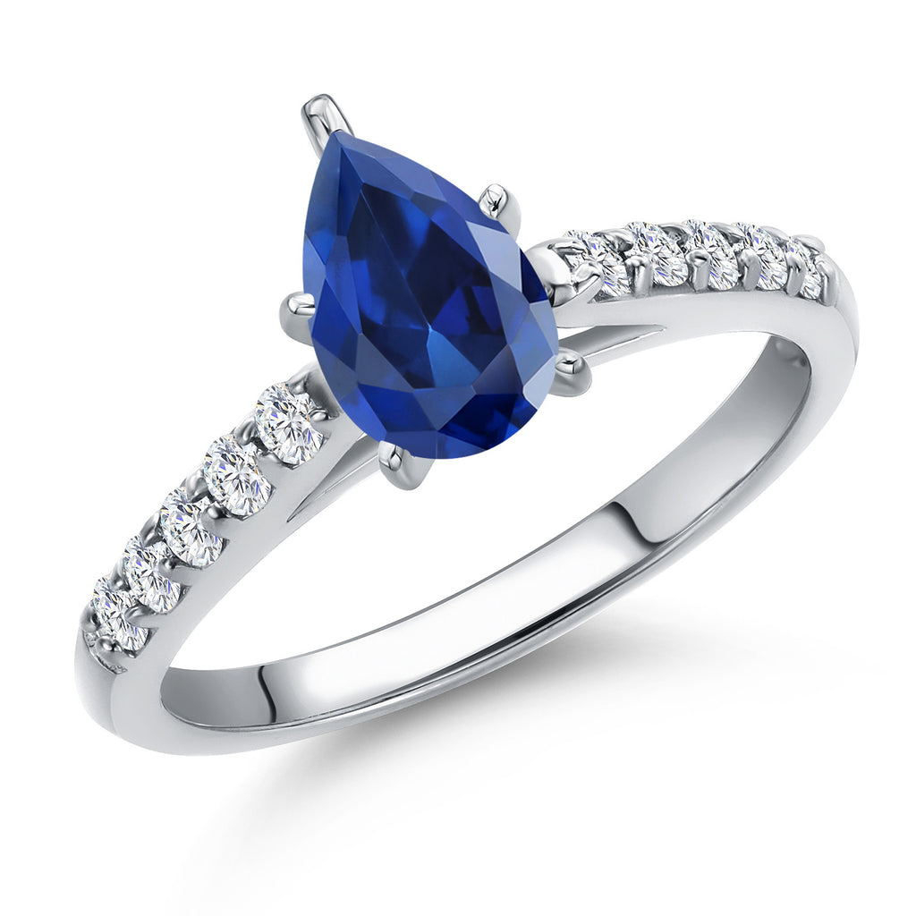 Blue Created Sapphire - September_9_Ring in 10K White Gold