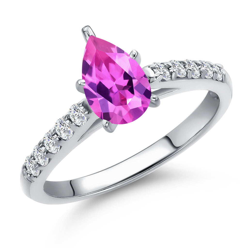 Pink Created Sapphire - September_8_Ring in 10K White Gold
