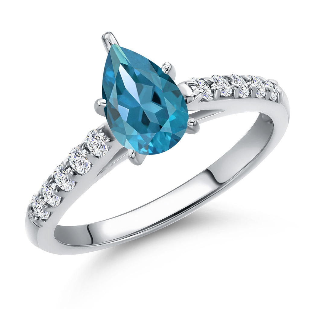 London Blue Topaz - November_9_Ring in 10K White Gold