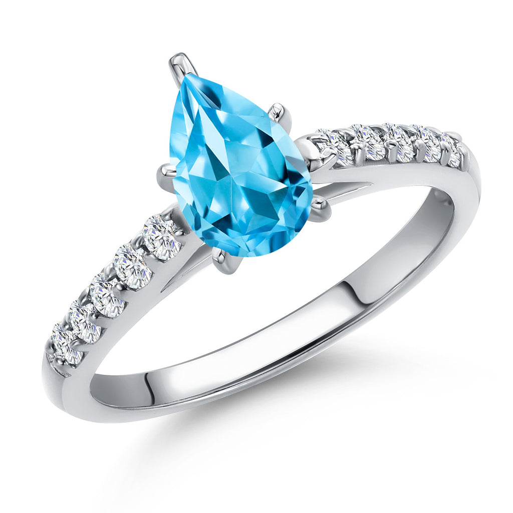 Swiss Blue Topaz - November_9_Ring in 10K White Gold