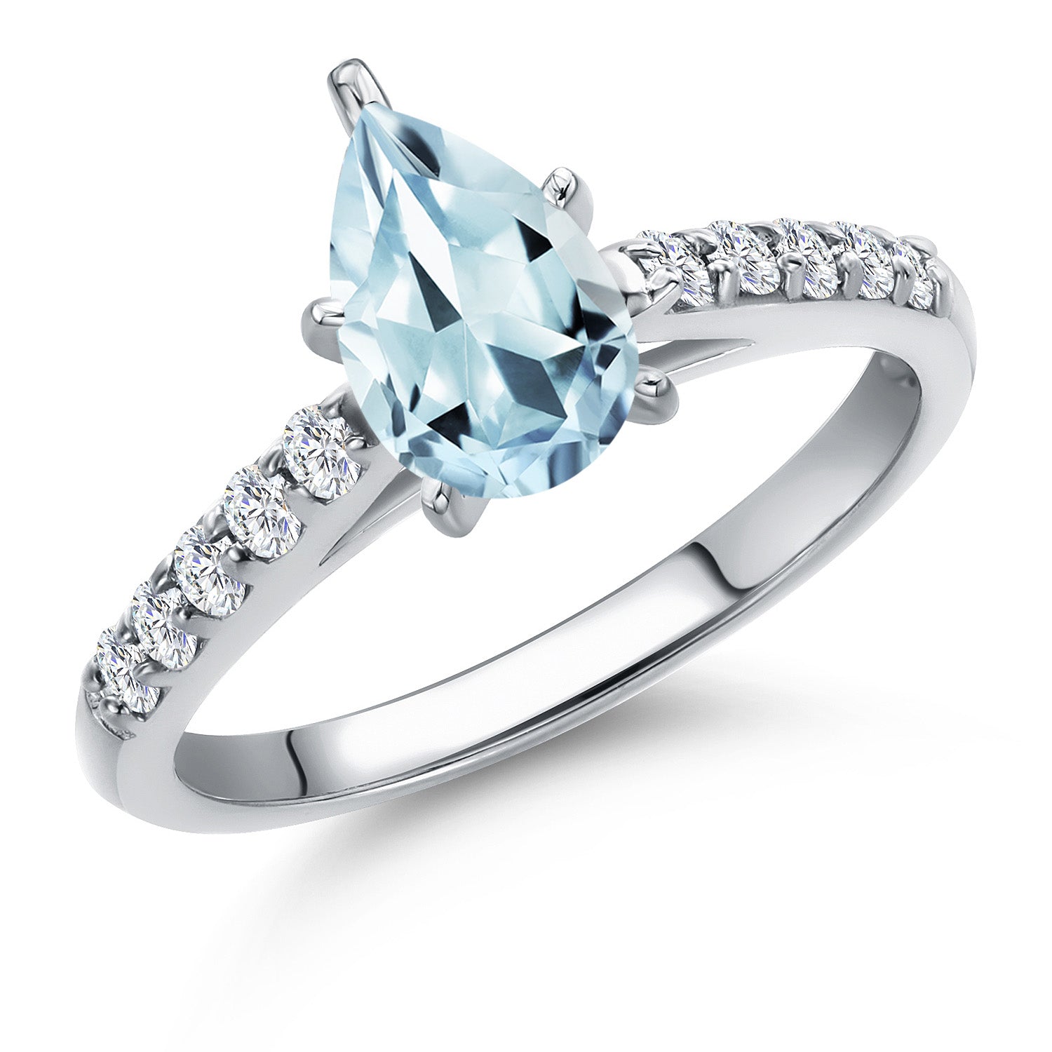 Aquamarine - March_8_Ring in 10K White Gold