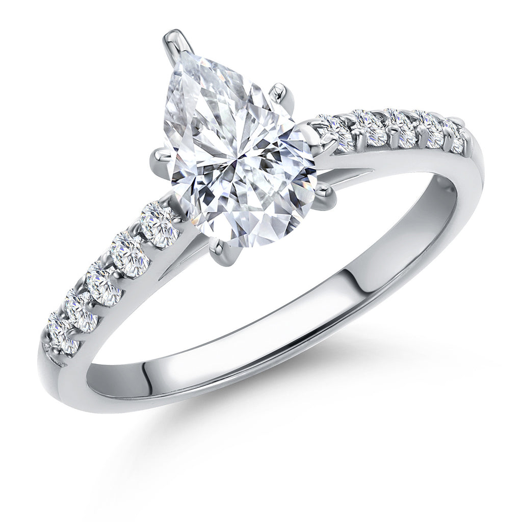 White Moissanite - April_7_Ring in 10K White Gold