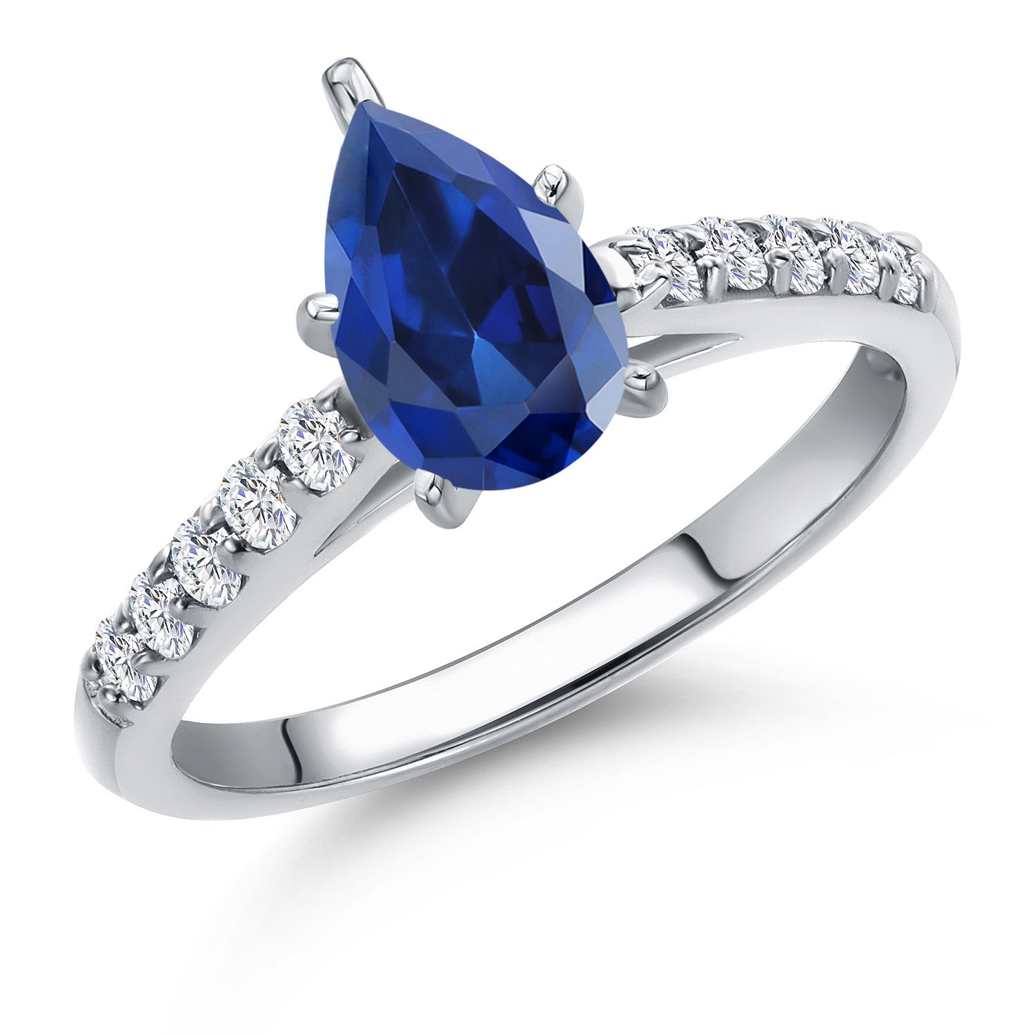 Blue Created Sapphire - September_8_Ring in 10K White Gold