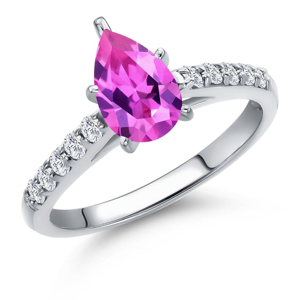 Pink Created Sapphire - September_9_Ring in 10K White Gold