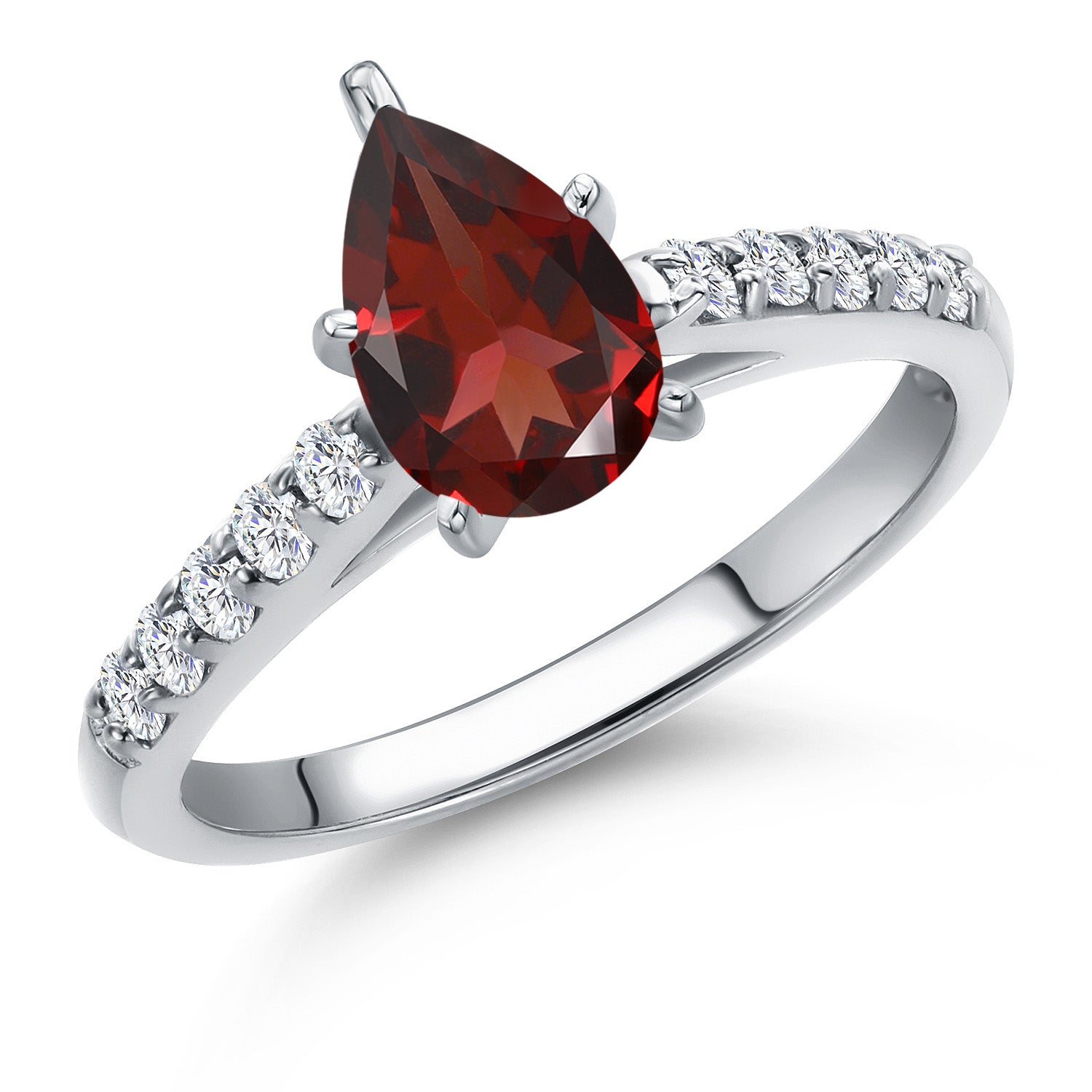 Garnet - January_8_Ring in 10K White Gold