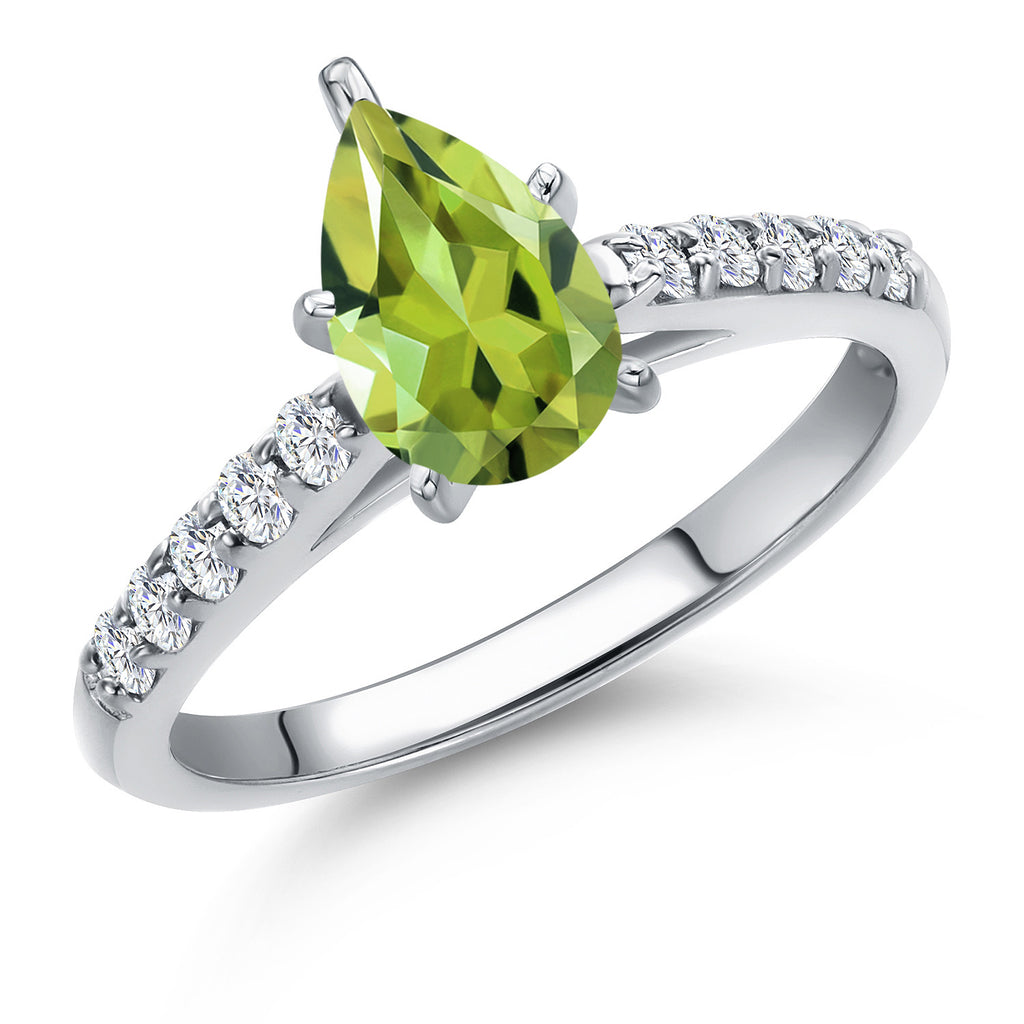 Peridot - August_8_Ring in 10K White Gold