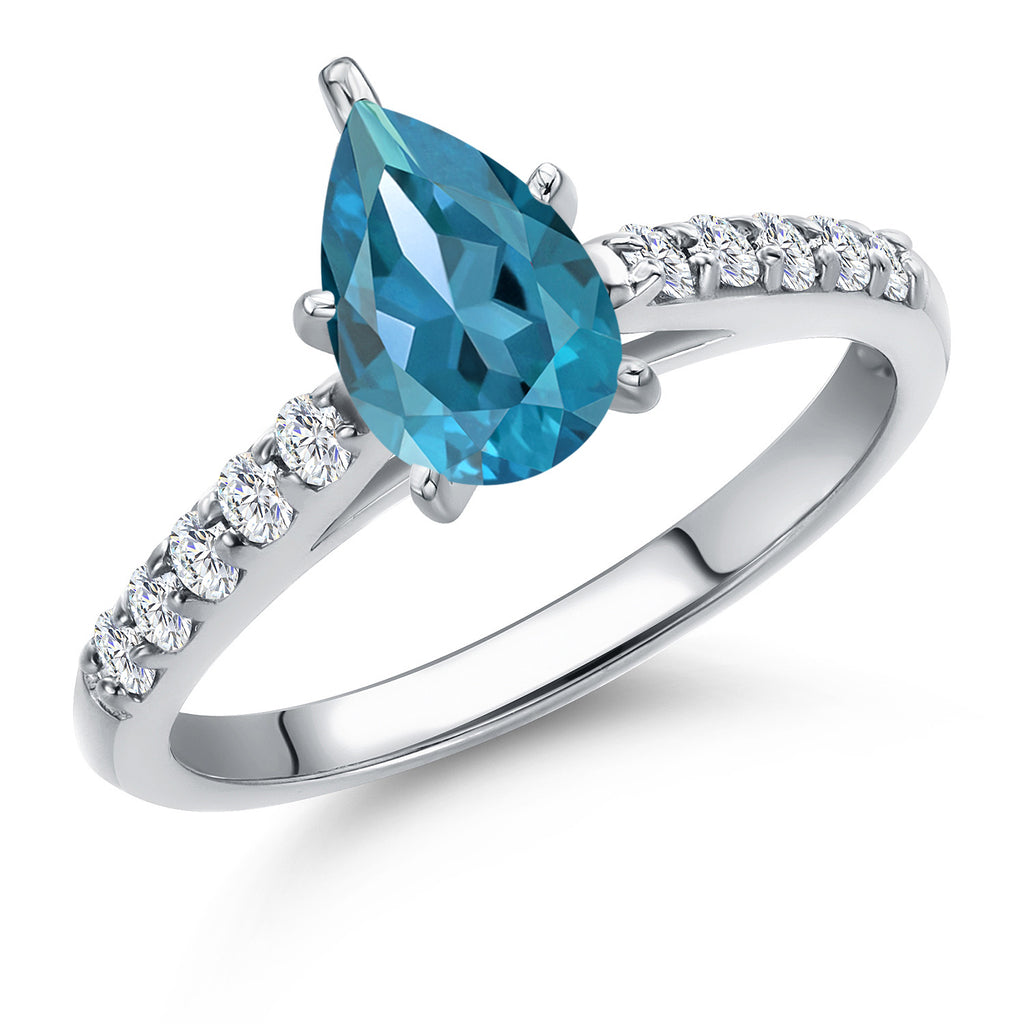 London Blue Topaz - November_9_Ring in 10K White Gold