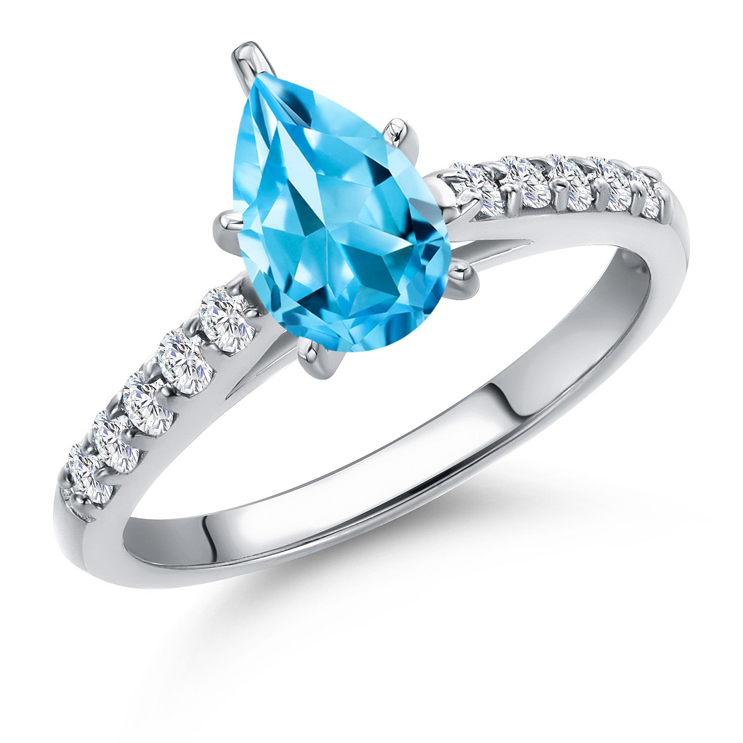 Swiss Blue Topaz - November_8_Ring in 10K White Gold