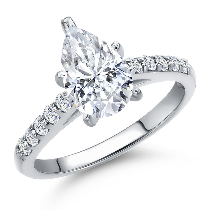 White Moissanite - April_5_Ring in 10K White Gold