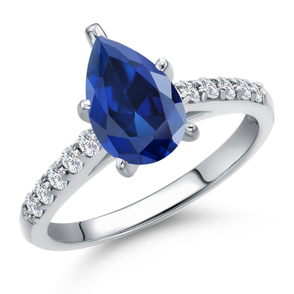 Blue Created Sapphire - September_6_Ring in 10K White Gold