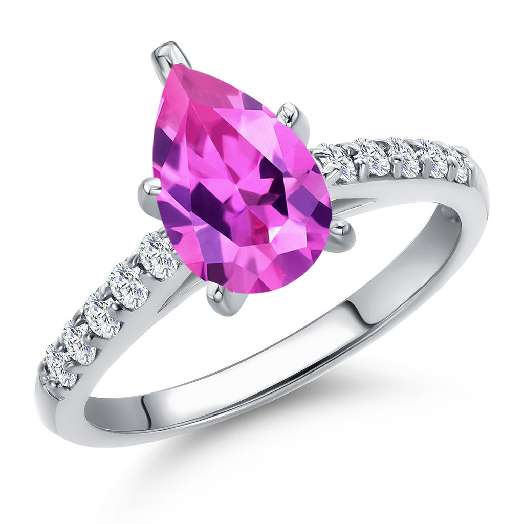 Pink Created Sapphire - September_6_Ring in 10K White Gold