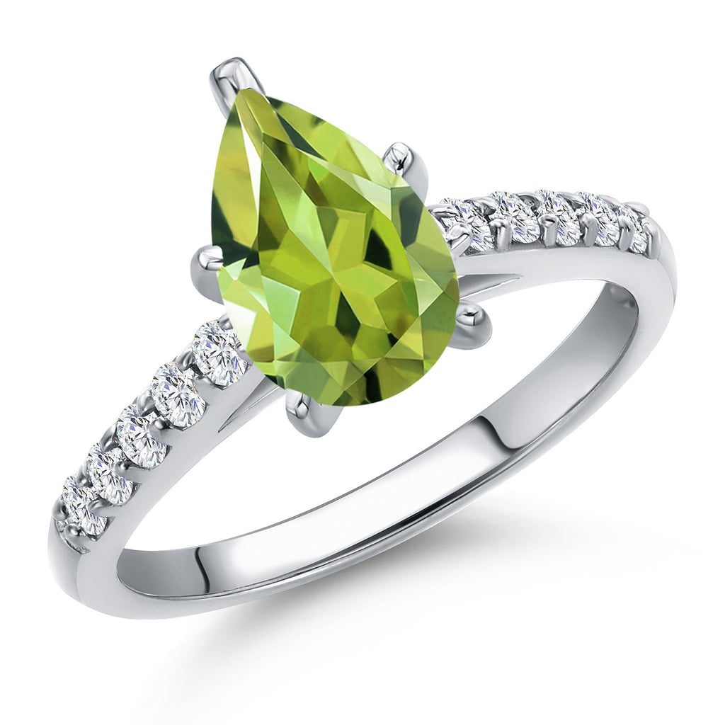 Peridot - August_8_Ring in 10K White Gold