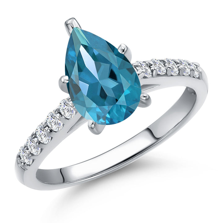 London Blue Topaz - November_6_Ring in 10K White Gold