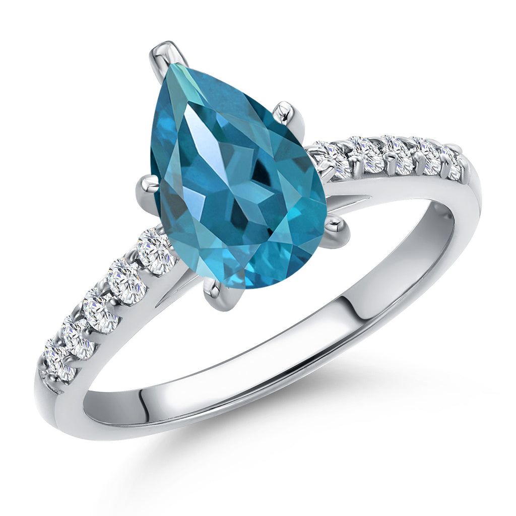 London Blue Topaz - November_9_Ring in 10K White Gold