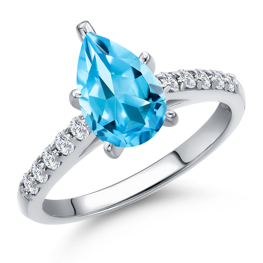 Swiss Blue Topaz - November_7_Ring in 10K White Gold