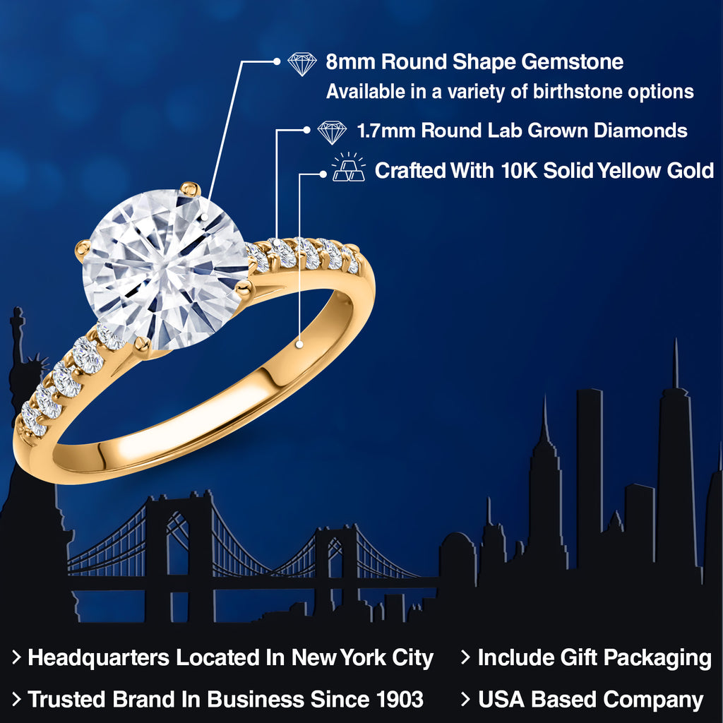 Colorless (DEF) Moissanite - April_Ring in 10K Yellow Gold