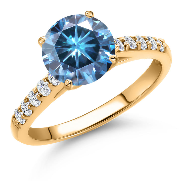 Persian Blue Moissanite - April_5_Ring in 10K Yellow Gold