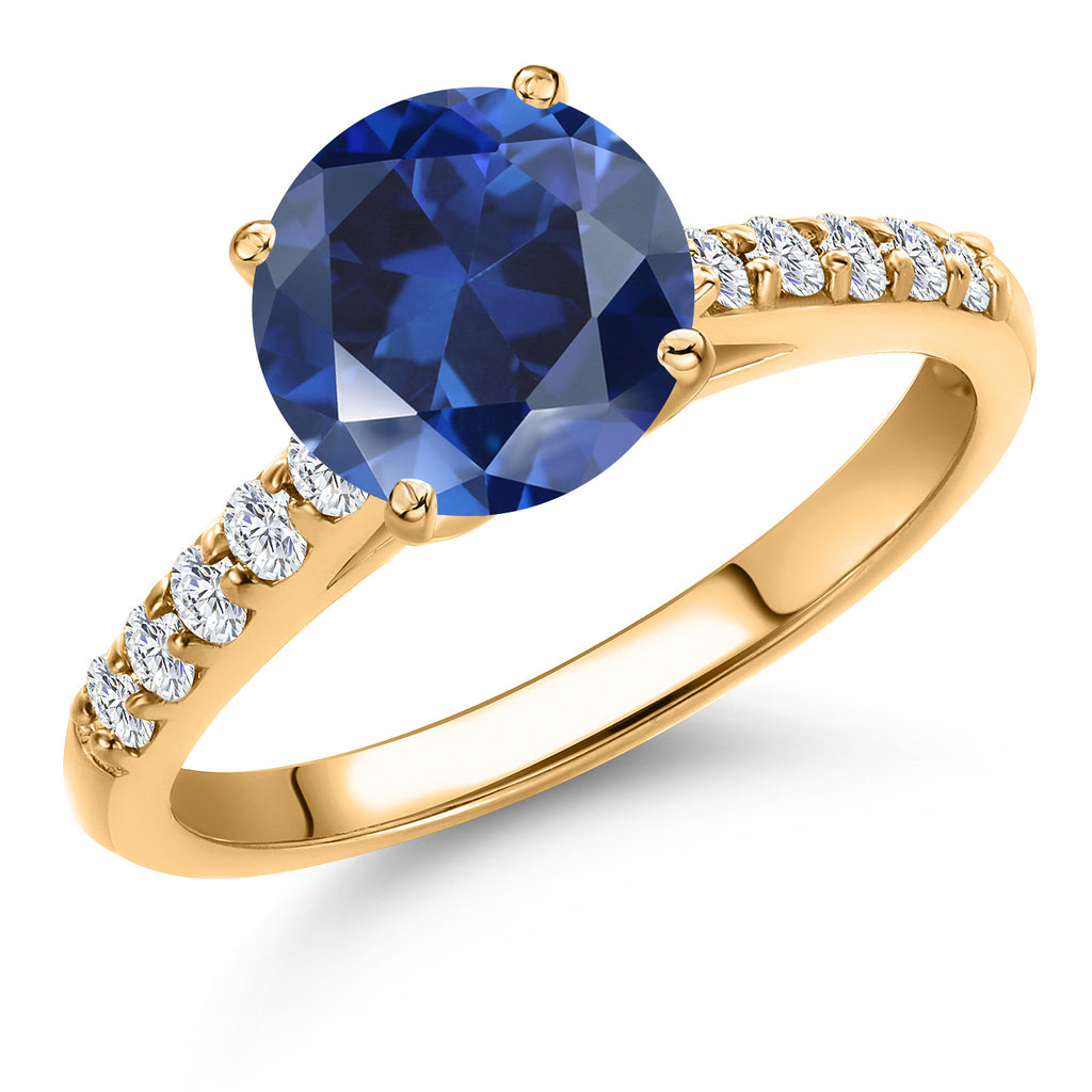 Blue Created Sapphire - September_7_Ring in 10K Yellow Gold