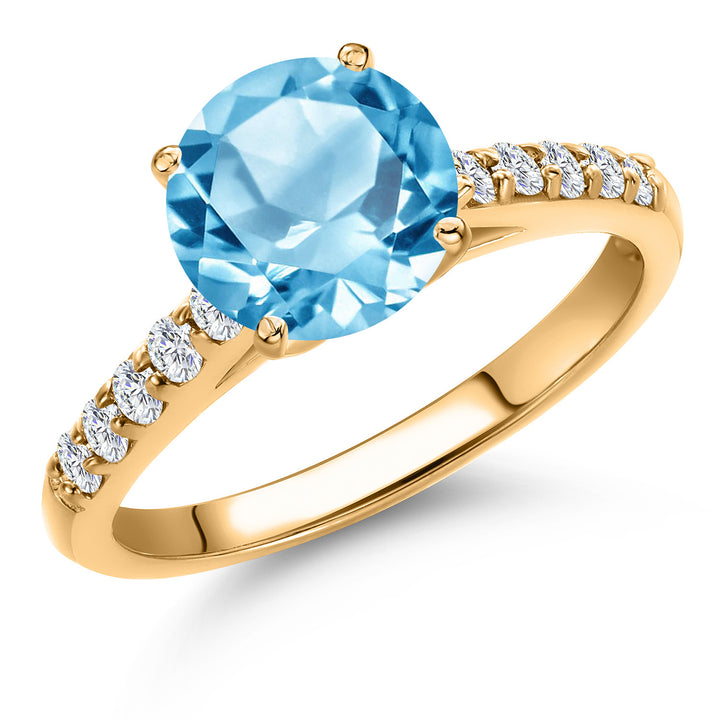 Swiss Blue Topaz - November_5_Ring in 10K Yellow Gold