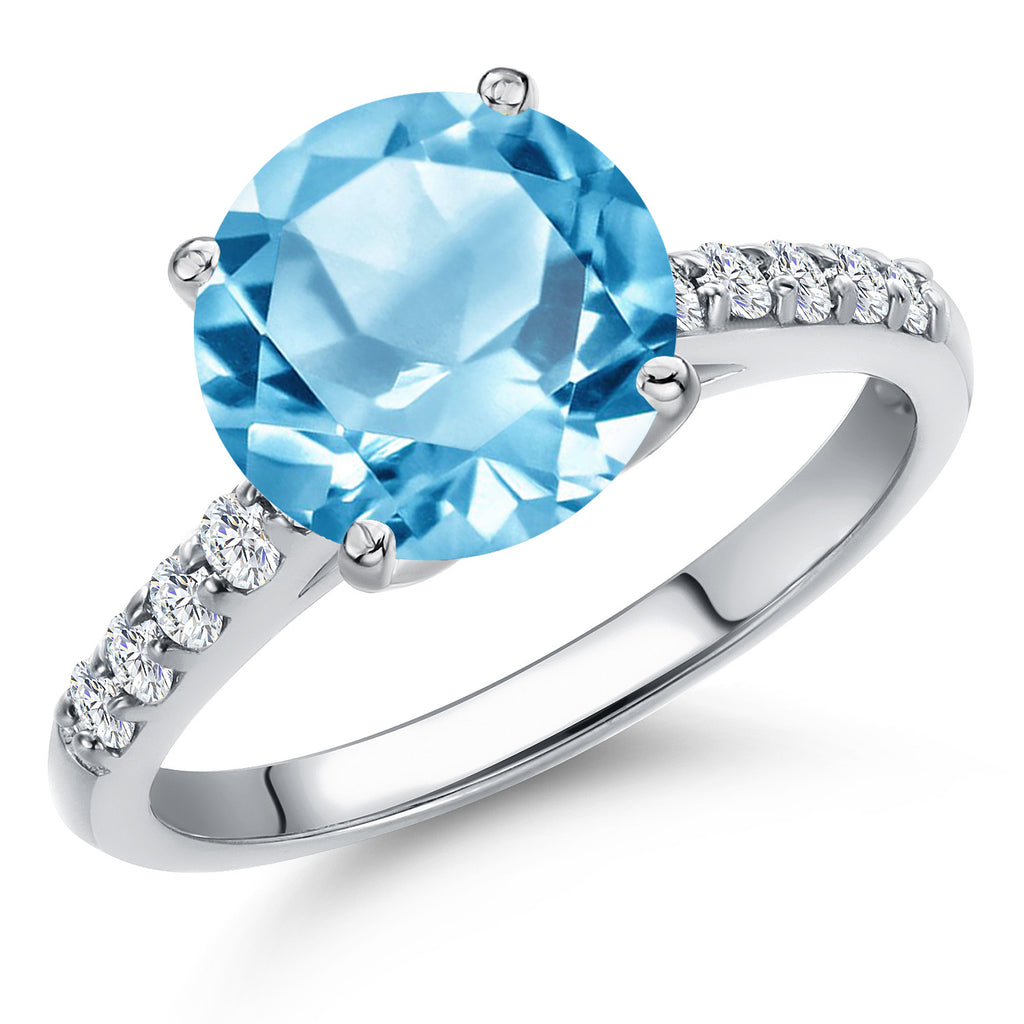 Swiss Blue Topaz - November_7_Ring in 10K White Gold