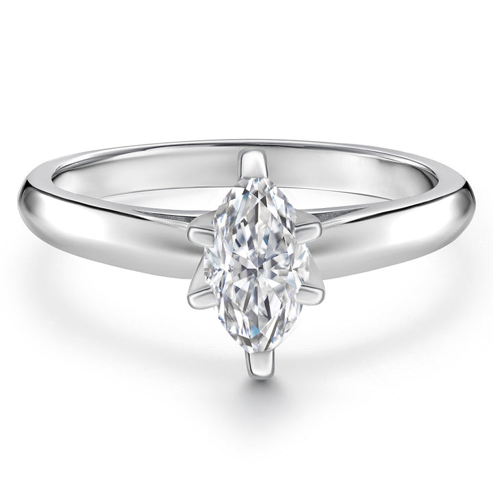 10K White Gold Lab Grown Diamond Engagement Ring For Women | 0.33 Cttw | Marquise 7X4MM | Gemstone April Birthstone | Available in Size 5,6,7,8,9