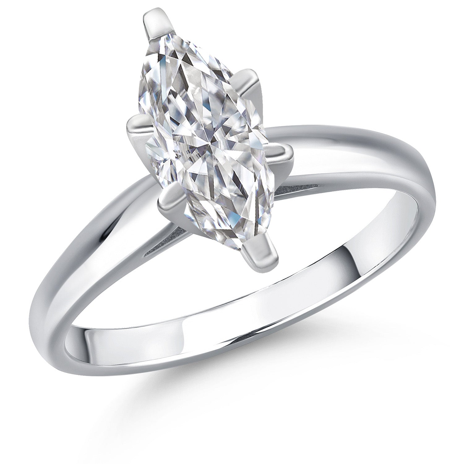 1.00 Ct IGI Certified Lab Grown Diamond 10K White Gold Solitaire Engagement Ring for Women | Marquise Cut | E-F Color | VS1 Clarity | Available In Size 5, 6, 7, 8, 9