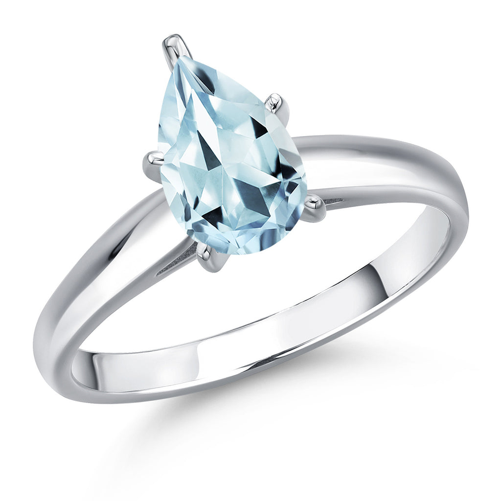Aquamarine - March_8_Ring in 10K White Gold