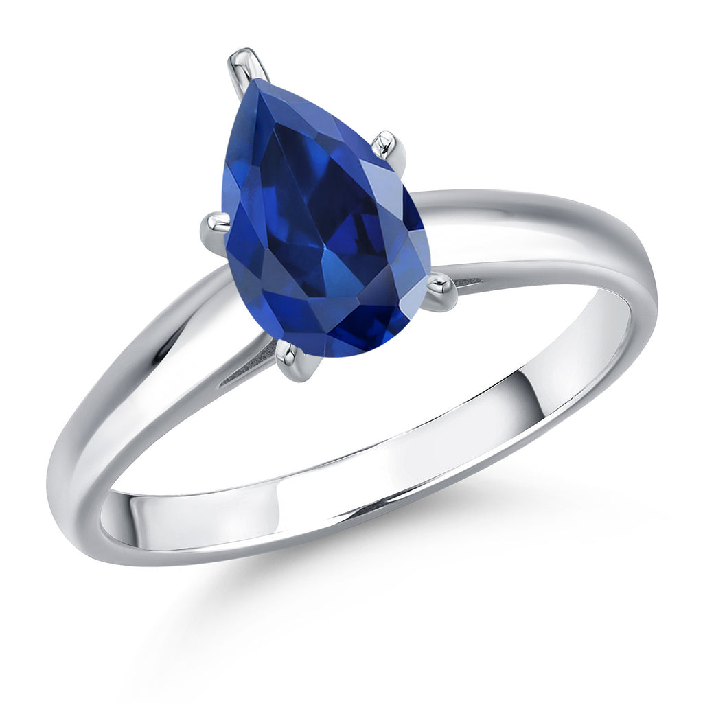 Blue Created Sapphire - September_8_Ring in 10K White Gold