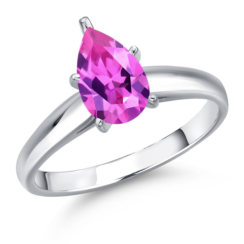 Pink Created Sapphire - September_7_Ring in 10K White Gold