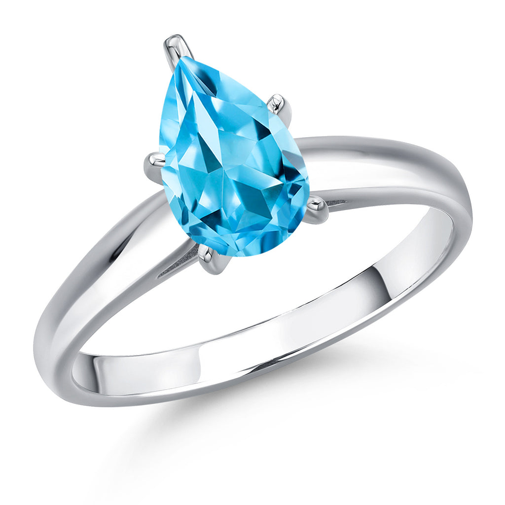 Swiss Blue Topaz - November_6_Ring in 10K White Gold