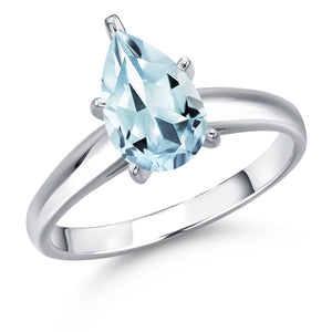 Aquamarine - March_5_Ring in 10K White Gold