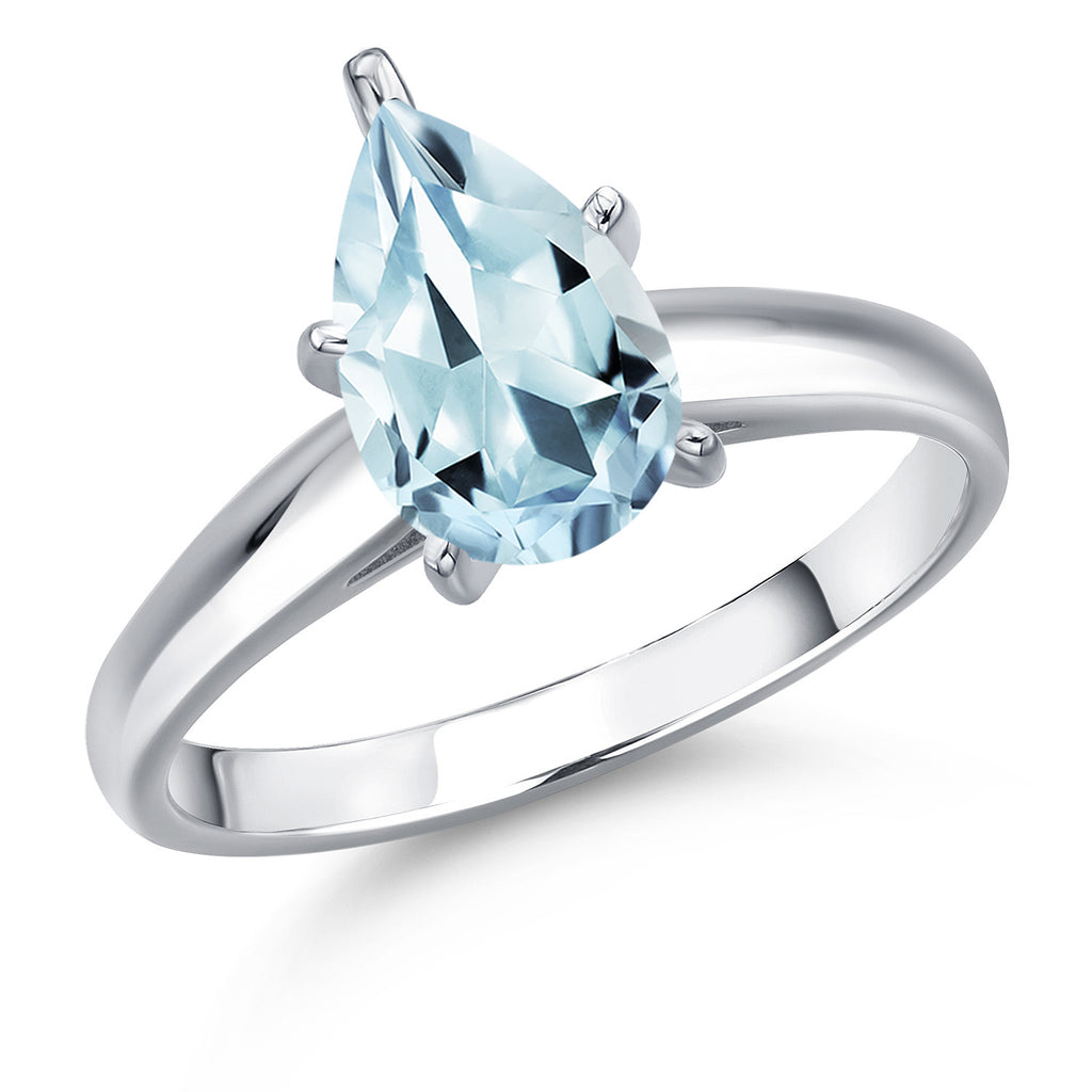Aquamarine - March_7_Ring in 10K White Gold