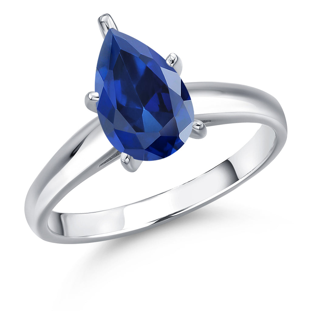 Blue Created Sapphire - September_7_Ring in 10K White Gold