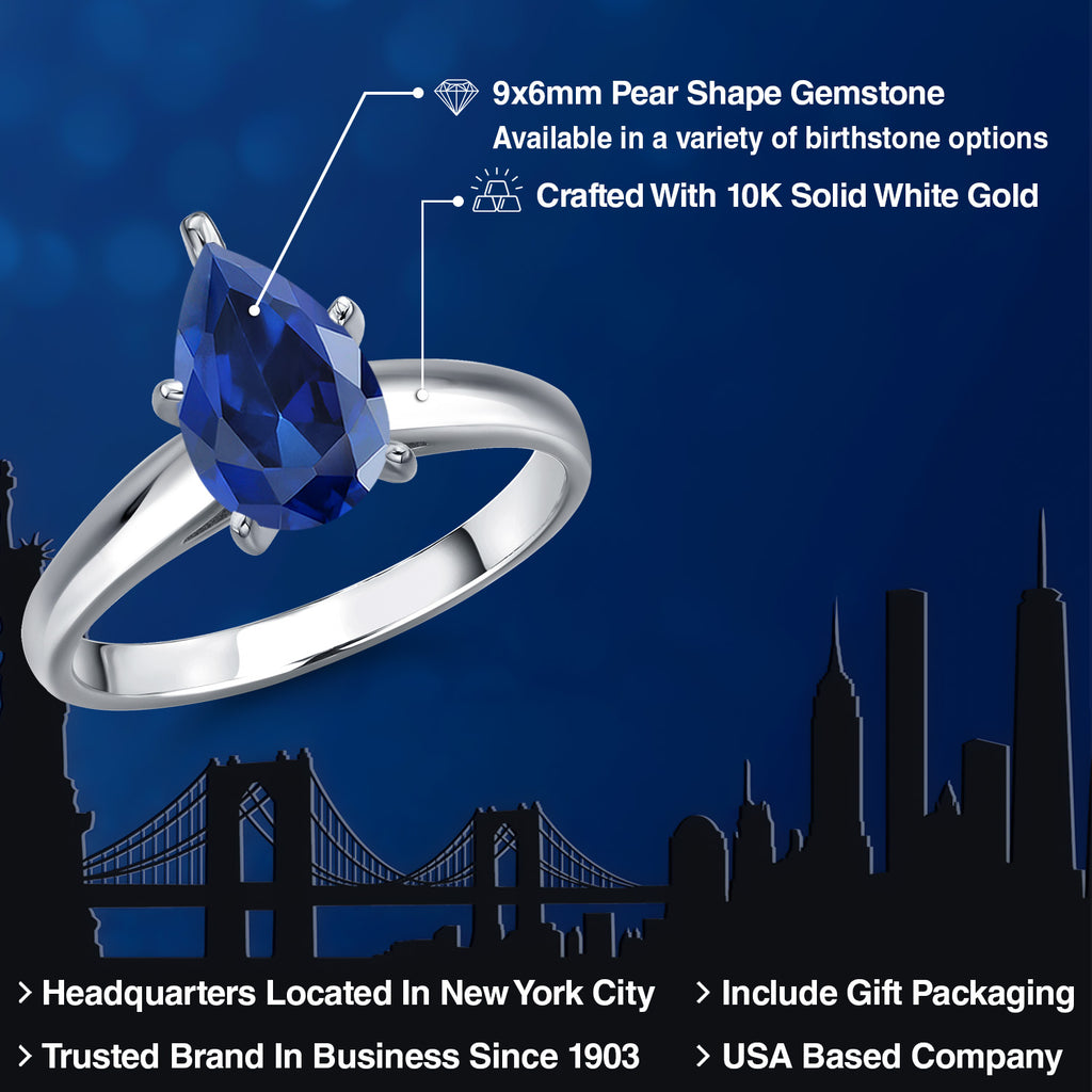 Blue Created Sapphire - September_7_Ring in 10K White Gold
