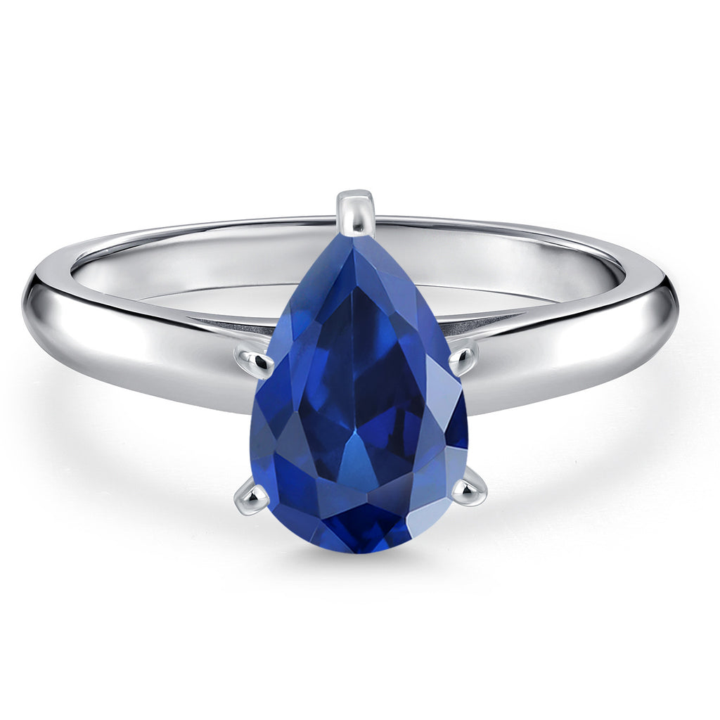 Blue Created Sapphire - September_7_Ring in 10K White Gold
