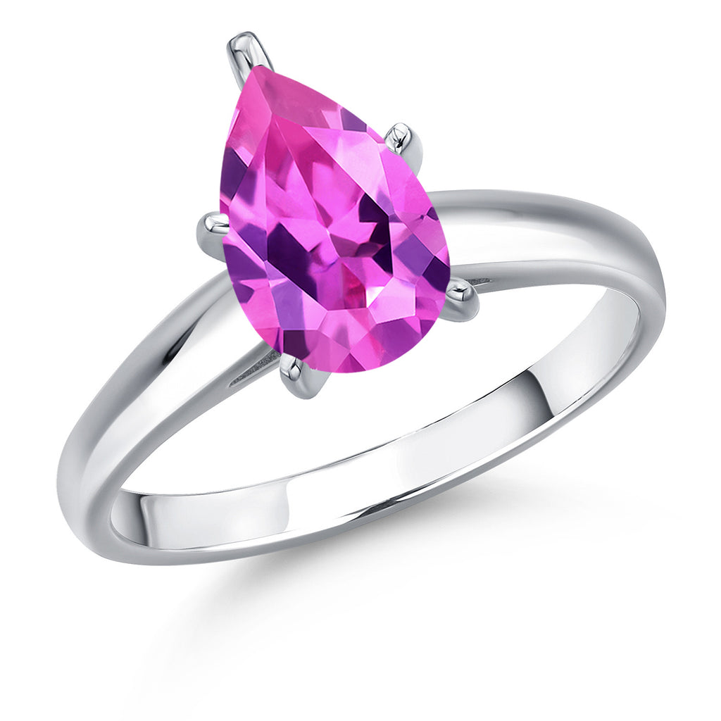 Pink Created Sapphire - September_8_Ring in 10K White Gold