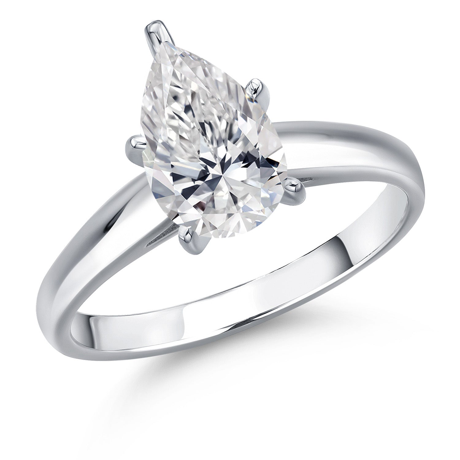 Pear Shape_1.00 Carat_6_Ring in 10K White Gold