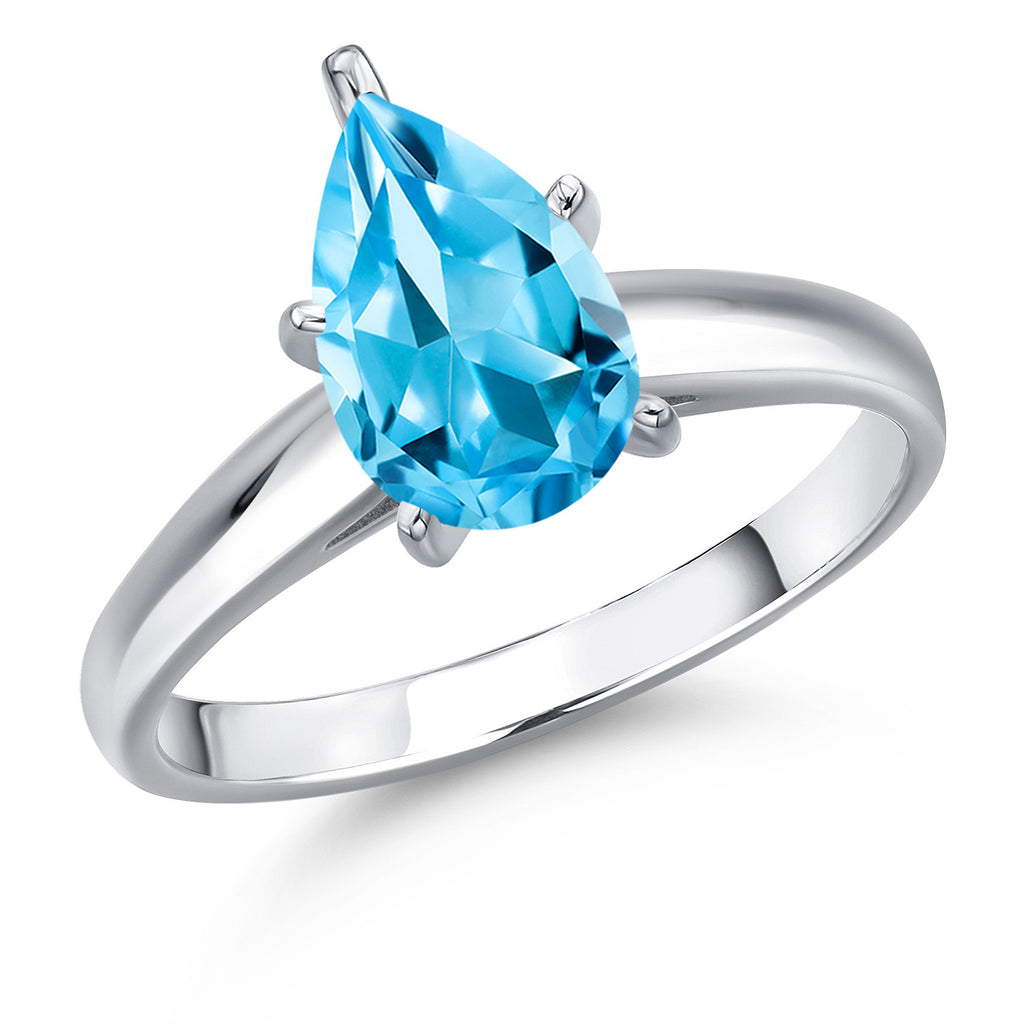 Swiss Blue Topaz - November_8_Ring in 10K White Gold