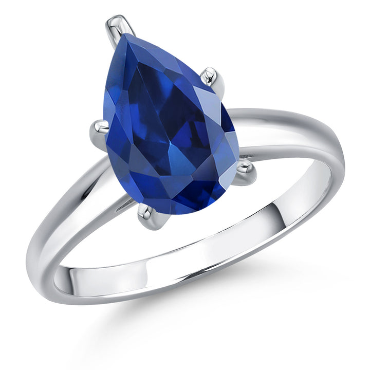Blue Created Sapphire - September_8_Ring in 10K White Gold