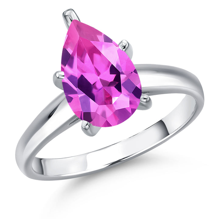 Pink Created Sapphire - September_8_Ring in 10K White Gold