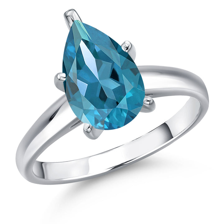 London Blue Topaz - November_8_Ring in 10K White Gold