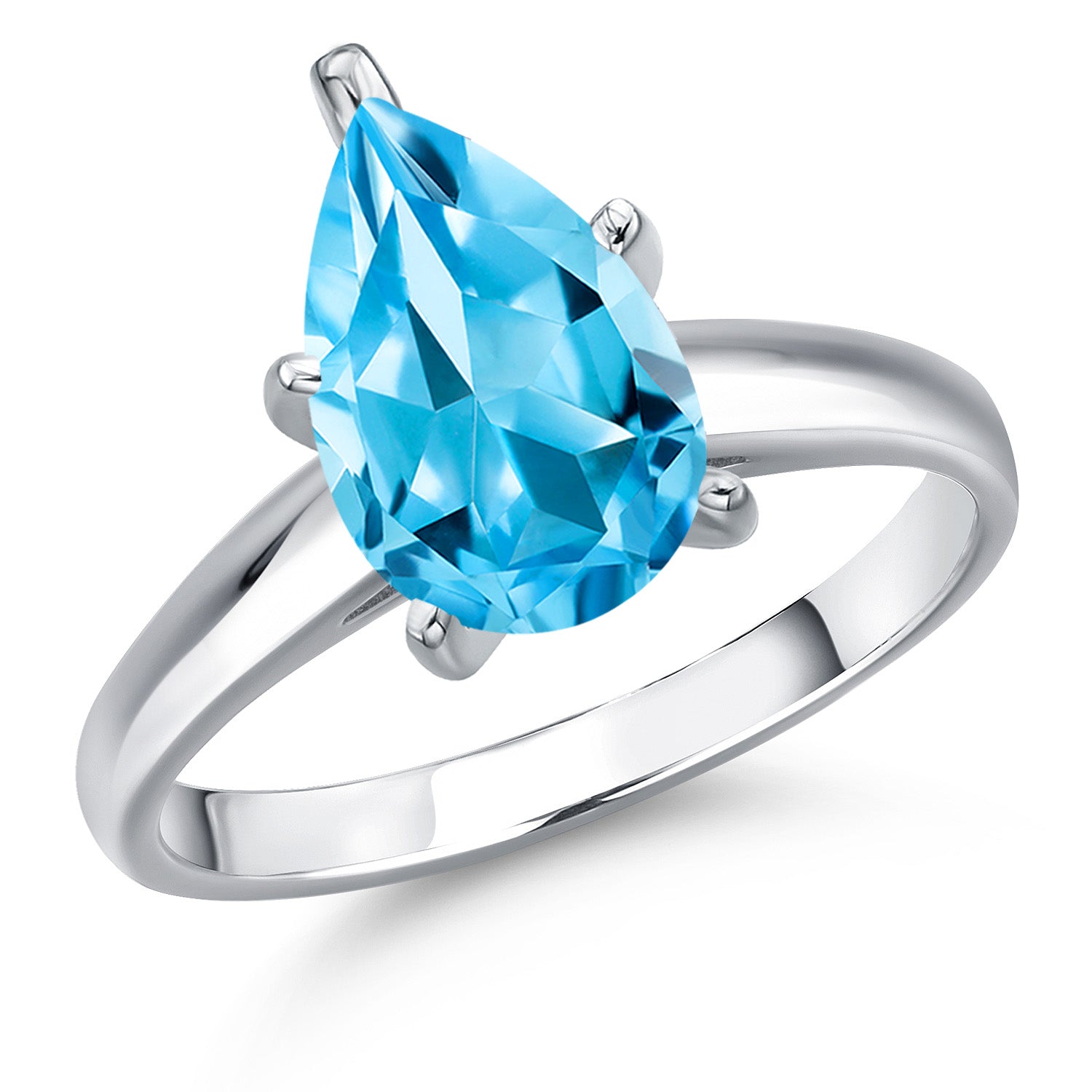 Swiss Blue Topaz - November_8_Ring in 10K White Gold