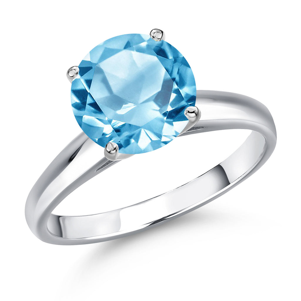 Swiss Blue Topaz - November_8_Ring in 10K White Gold