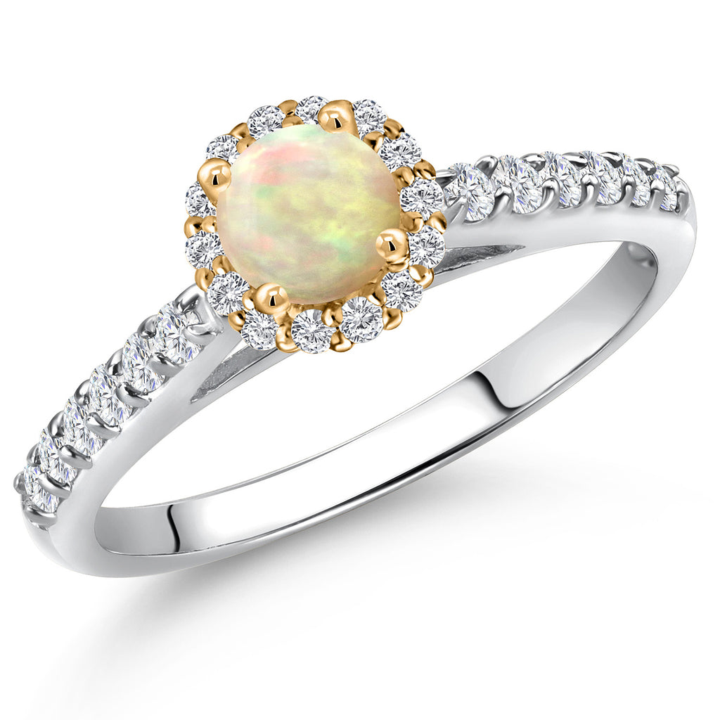 Ethiopian Opal-Cabochon - October_9_Ring in 10K Two Tone Gold