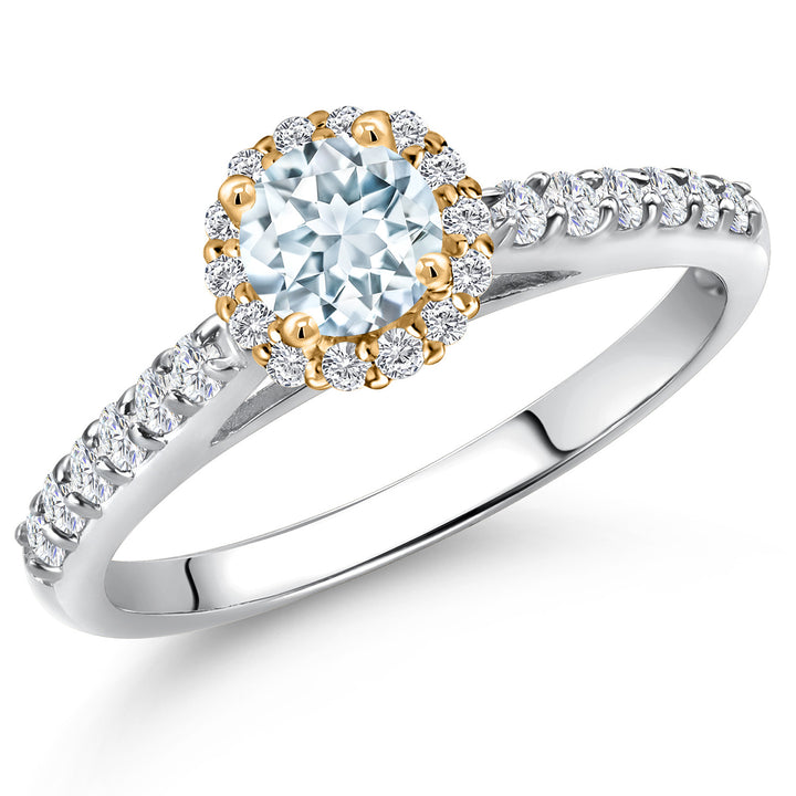 Aquamarine - March_8_Ring in 10K Two Tone Gold