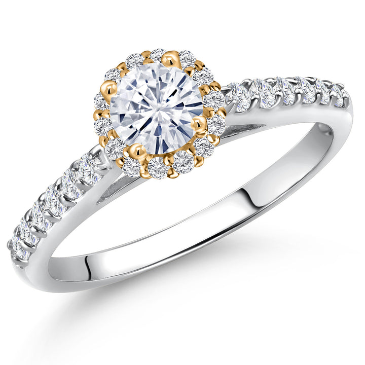 White Moissanite - April_5_Ring in 10K Two Tone Gold